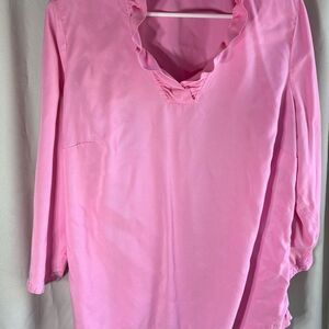Crown & Ivy Pink Ruffled Women's Top Size 0X EPC